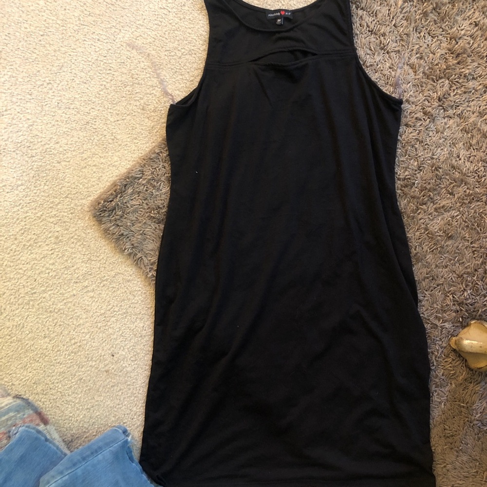 Black Sleeveless Tank Dress with cut out design
